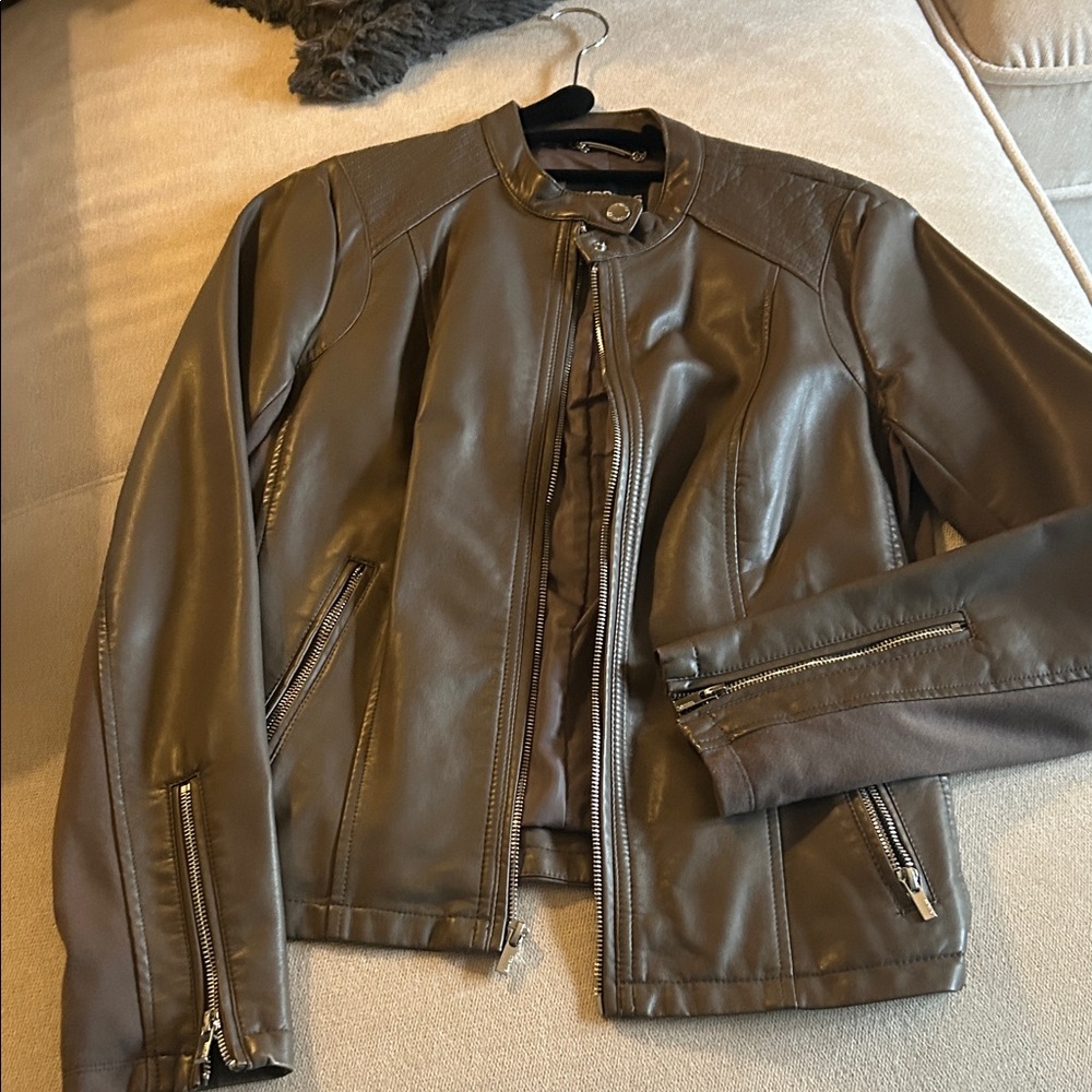 Women’s Taupe Faux Leather Jacket